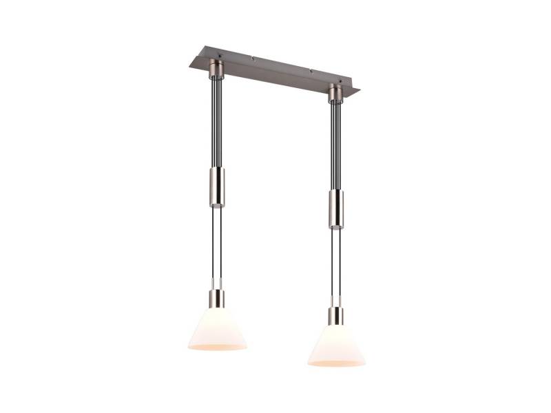 TRIO Leuchten LED Pendelleuchte, Dimmfunktion, LED wechselbar, Warmweiß, zweiflammig Glas Lampenschirm über Esstisch Couchtisch hängend B: 55cm von TRIO Leuchten