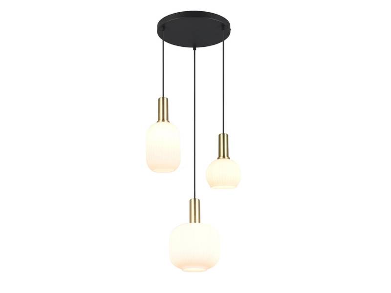 TRIO Leuchten LED Pendelleuchte, Dimmfunktion, LED wechselbar, warmweiß, Cluster Lampenschirm-e Glas hängend Esstisch & Treppenhaus Gold, Ø38cm von TRIO Leuchten