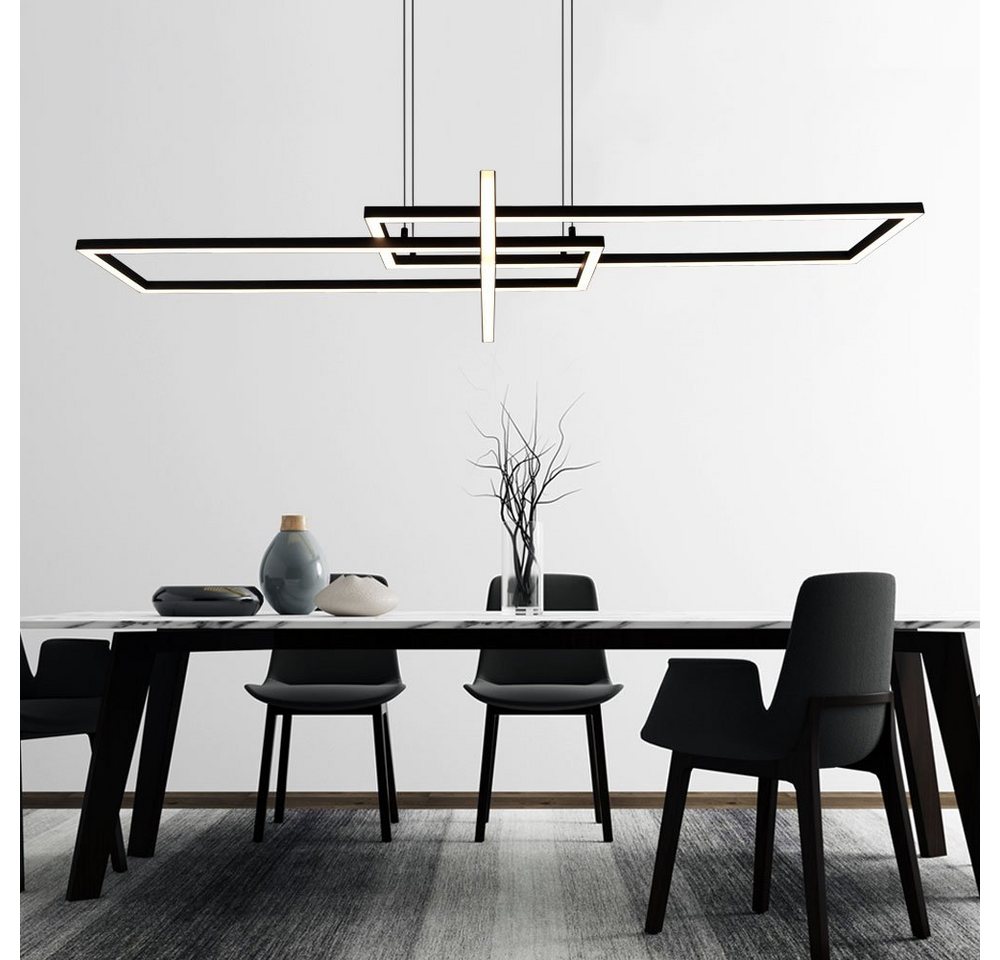 TRIO Leuchten LED Pendelleuchte, LED-Leuchtmittel fest verbaut, Warmweiß, LED Design Decken Pendel Lampe schwarz matt Wohn von TRIO Leuchten