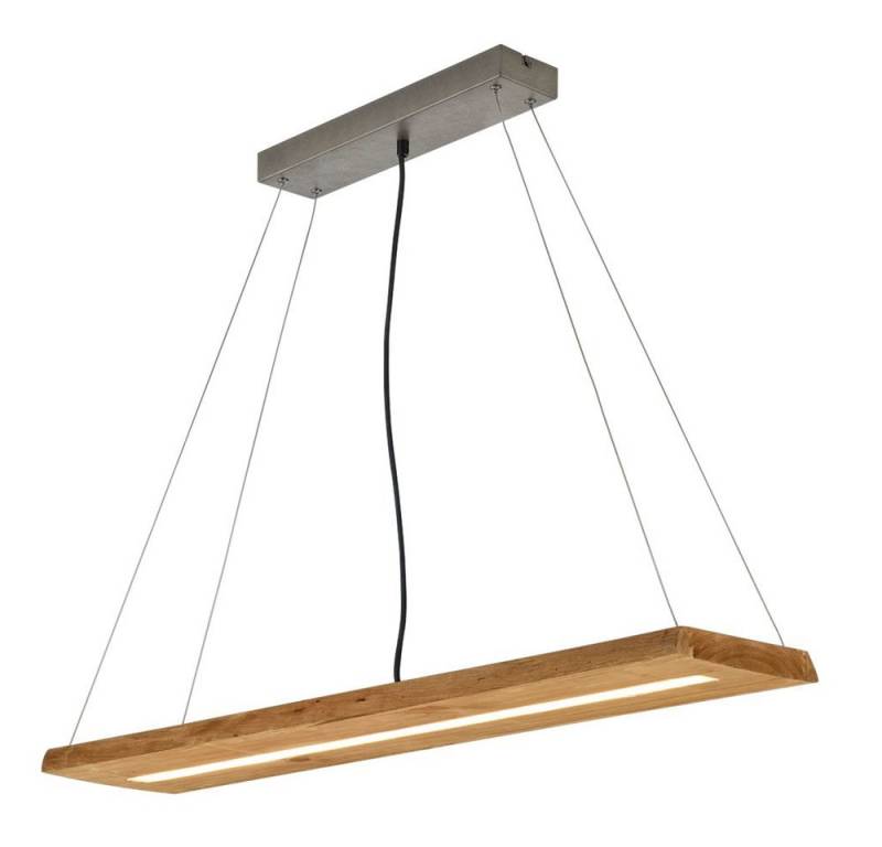 TRIO Leuchten LED-Hängeleuchte, LED-Leuchtmittel fest verbaut, Warmweiß, LED Pendelleuchte Wohnzimmerlampe Switch Dimmer Holz natur L 100 cm von TRIO Leuchten