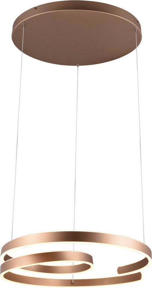 TRIO Leuchten LED Pendelleuchte MARNIE, spiralförmige LED Hängelampe indirektes Licht warmweiß 3000K, Dimmfunktion, mehrere Helligkeitsstufen, LED fest integriert, Warmweiß, 8000 Lumen höhenverstellbar 3 Stufen dimmbar Hängeleuchte Esszimmer von TRIO Leuchten