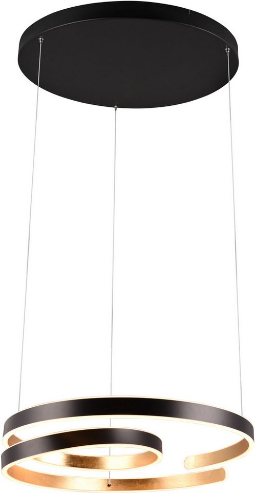 TRIO Leuchten LED Pendelleuchte MARNIE, spiralförmige LED Hängelampe indirektes Licht warmweiß 3000K, Dimmfunktion, mehrere Helligkeitsstufen, LED fest integriert, Warmweiß, 8000 Lumen höhenverstellbar 3 Stufen dimmbar Hängeleuchte Esszimmer von TRIO Leuchten