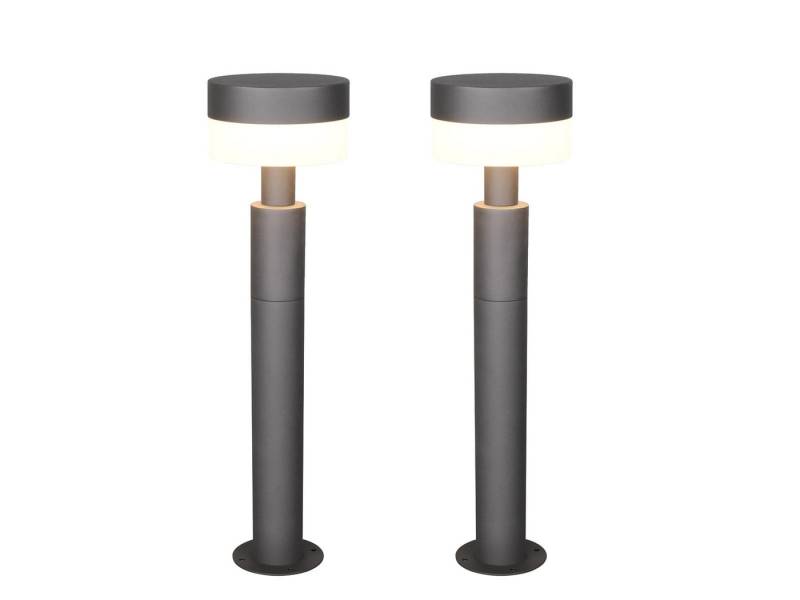TRIO Leuchten LED Pollerleuchte, LED fest integriert, warmweiß, 2er Set Wegbeleuchtung Garten & Einfahrt Aluminium Anthrazit, H: 50cm von TRIO Leuchten