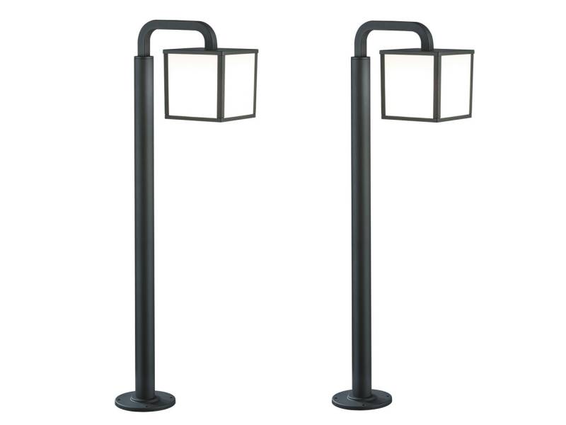 TRIO Leuchten LED Pollerleuchte, LED wechselbar, Warmweiß, 2er-Set Wegeleuchten 100cm Anthrazit, IP54, Wegbeleuchtung Garten-weg von TRIO Leuchten