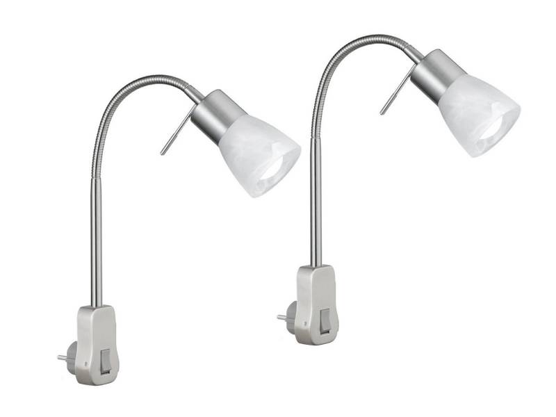 TRIO Leuchten LED Steckdosenleuchte, Dimmfunktion, LED wechselbar, Warmweiß, 2er SET Wand-lampe mit Schalter Leselampe Nachttischlampe Bett H: 40cm von TRIO Leuchten