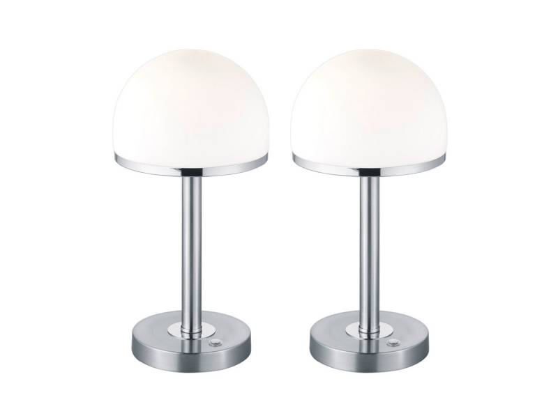 TRIO Leuchten LED Tischleuchte, Dimmfunktion, LED fest integriert, stufenweise dimmbar über Touch, Warmweiß, Nachttischlampe 2er Set Pilzlampe aus Metall Berührungsschalter H:39cm von TRIO Leuchten