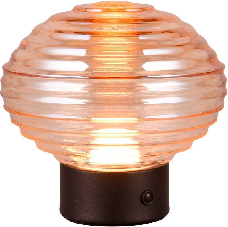 Reality Leuchten LED Tischleuchte EARL, USB-Ladefunktion, mehrere Helligkeitsstufen, LED fest integriert, Warmweiß, kabellose Akku Tischlampe, Glasschirm, USB-C Ladekabel, Touchdimmer von Reality Leuchten