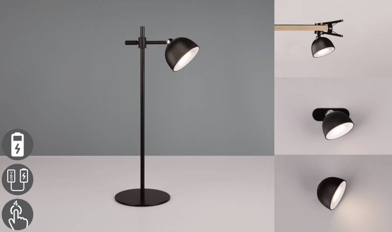 Reality Leuchten LED Tischleuchte MAXIMA, USB-Ladefunktion, mehrere Helligkeitsstufen, LED fest integriert, Warmweiß, kabellose Akku Tischlampe mit Magnet-Kopf: 3 Befestigungsarten wählbar von Reality Leuchten