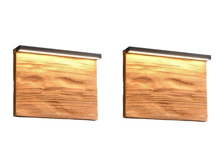 TRIO Leuchten LED Wandleuchte, Dimmfunktion, LED fest integriert, warmweiß, 2er Set indirekte Wandbeleuchtung innen flach-e Holzlampe-n, B: 20cm von TRIO-Leuchten