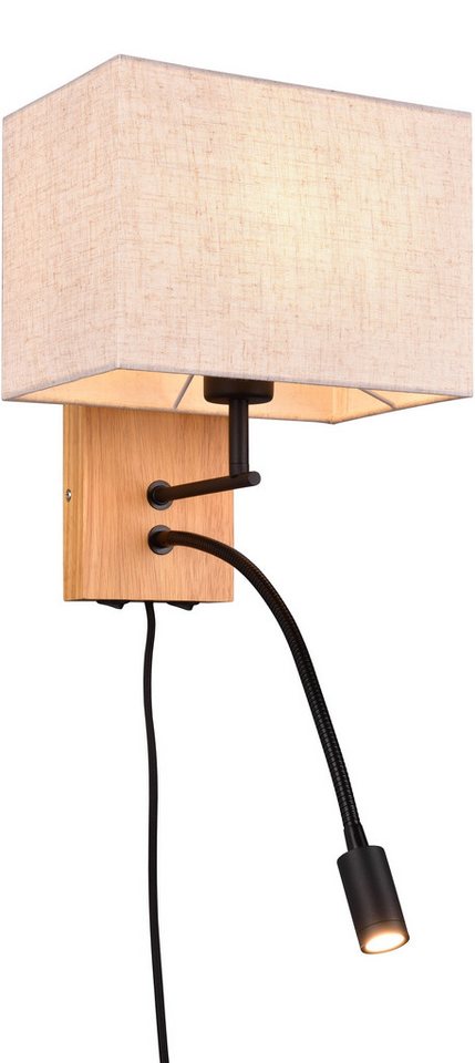 TRIO Leuchten LED Wandleuchte NILAM, Wandlampe exkl 1xE27 max 28W mit LED Leselicht 3,1W warmweiß, Ein-/Ausschalter, Lesearm, getrennt schaltbar, LED fest integriert, Leuchtmittel wechselbar, warmweiß - kaltweiß, Schlafzimmer Wandlampe mit LED Lesearm flexibel, getrennt schaltbar von TRIO Leuchten