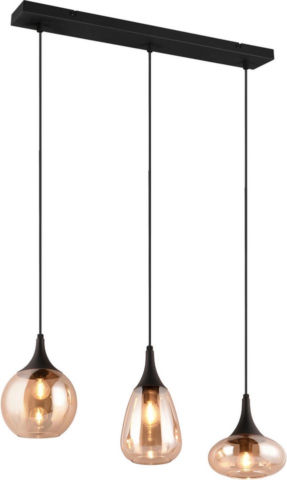 TRIO Leuchten Pendelleuchte LUMINA, E14 Hängelampe 3-flammig Glasschirme in 3 Formen amberfarbig, Leuchtmittel wechselbar, warmweiß - kaltweiß, exkl 3x E14 max 40W, Hängeleuchte höhenverstellbar bis max 150 cm TRIO Leuchten Pendelleuchte LUMINA, E14 Hängelampe 3-flammig Glasschirme in 3 Formen amberfarbig, Leuchtmittel wechselbar, warmweiß - kaltweiß, exkl 3x E14 max 40W, Hängeleuchte höhenverstellbar bis max 150 cm von TRIO Leuchten