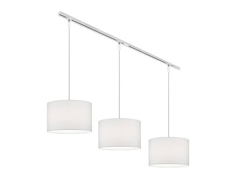 TRIO Leuchten Schienensystem-Sets, (8-tlg., Einspeisung 4-adrig), 2-Phasen Lichtschienensystem, 3x Pendelleuchte mit Stoff für Esstisch von TRIO Leuchten