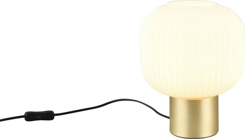 TRIO Leuchten Schreibtischlampe DIVA, E27 Tischleuchte mit Glasschirm Ø 20cm, exkl 1xE27 max 40W, Leuchtmittel wechselbar, warmweiß - kaltweiß, Schnurschalter 150cm Kabel Höhe 26cm Nachttischlampe Kommode Sideboard von TRIO Leuchten