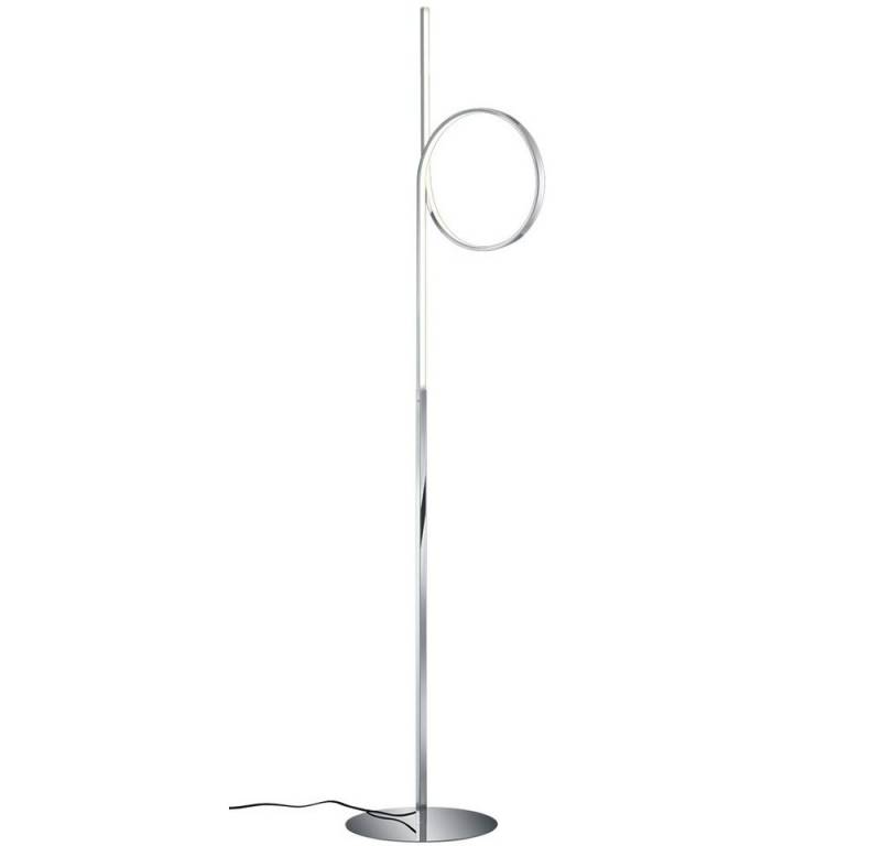 TRIO Leuchten LED Stehlampe, LED-Leuchtmittel fest verbaut, Warmweiß, LED Steh Leuchte Gästezimmer Stand Lampe Chrom Strahler gebogen DIMMER von TRIO Leuchten