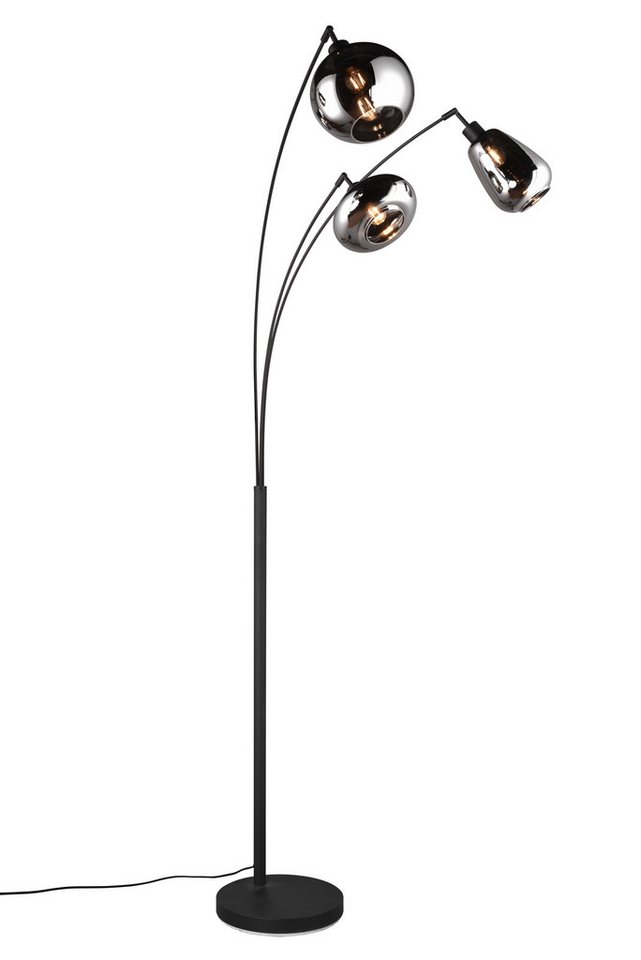TRIO Leuchten Stehlampe LUMINA, gebogene Stehleuchte mit Glasschirmen exkl 3x E14 max 10W, Ein-/Ausschalter, Leuchtmittel wechselbar, warmweiß - kaltweiß, Gläser in 3 Formen sind Chrom bedampft für Spiegel Effekte Fußschalter TRIO Leuchten Stehlampe LUMINA, gebogene Stehleuchte mit Glasschirmen exkl 3x E14 max 10W, Ein-/Ausschalter, Leuchtmittel wechselbar, warmweiß - kaltweiß, Gläser in 3 Formen sind Chrom bedampft für Spiegel Effekte Fußschalter von TRIO Leuchten