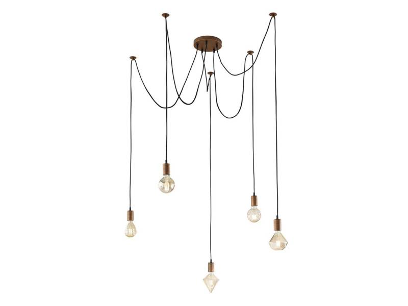 TRIO Leuchten LED Pendelleuchte, LED wechselbar, Diamant LED mit 4 Watt und 320 Lumen, Rundes LED mit 6 Watt und 420 Lumen, Gemustertes LED mit 4 Watt und 320 Lumen, Tropfen LED mit 4 Watt und 320 Lumen, Kristall LED mit 4 Watt und 320 Lumen, Warmweiß, groß-e Spinnen-lampe hängend Affenschaukel über Esstisch & Treppenhaus von TRIO Leuchten