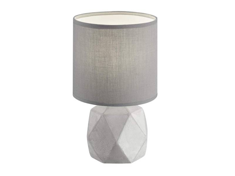 Reality Leuchten LED Tischleuchte, LED wechselbar, Warmweiß, klein-e Nachttischlampe mit Beton-fuß, Stoff Lampenschirm Grau H: 28cm von Reality Leuchten