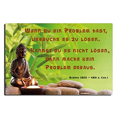 Blechschild Buddha lustig mit Spruch Problemlösung 20x30 cm Metallschild Weisheiten Motivation Sprüche Dekoschild Relax Geschenk für Frauen von TRIOSK