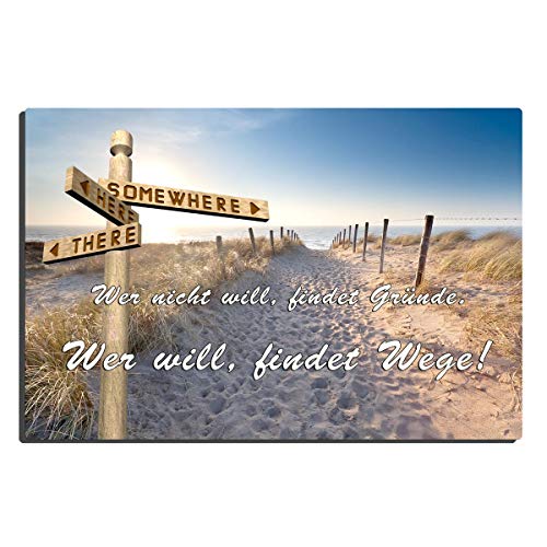 Blechschild Strand lustig mit Spruch Wer Will 20x30 cm Beach Metallschild Weisheiten Sprüche Geschenk Dekoschild Motivation Schild Maritim Meer von TRIOSK