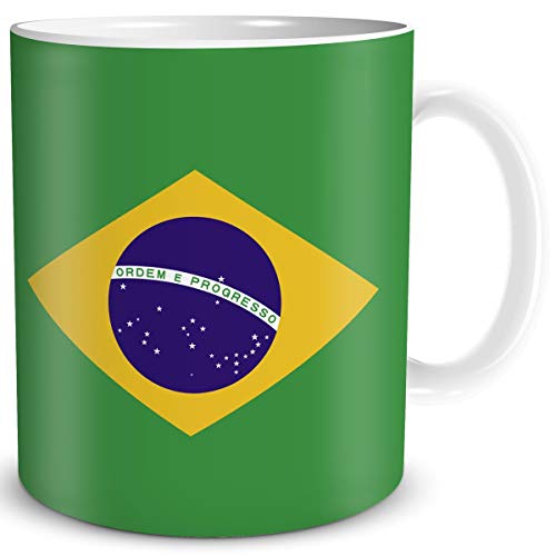 TRIOSK Tasse Flagge Brasilien Länder Flaggen Geschenk Südamerika Souvenir Brazil für Reiselustige Frauen Männer Arbeit Büro Weltenbummler von TRIOSK