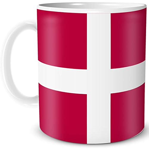 TRIOSK Tasse Flagge Dänemark Länder Flaggen Geschenk Skandinavien Souvenir Danmark für Reiselustige Frauen Männer Arbeit Büro Weltenbummler von TRIOSK