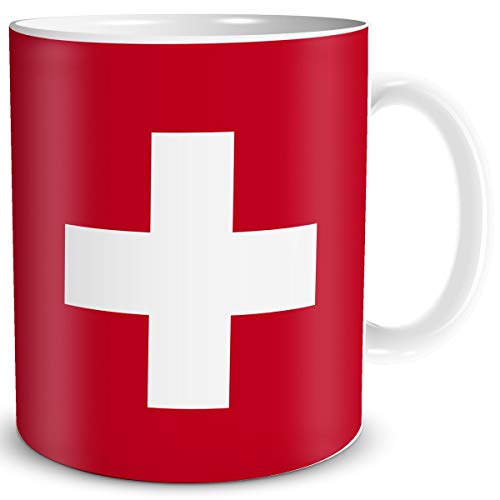 Tasse Flagge Schweiz Länder Flaggen Geschenk Schweizer Souvenir Suisse für Reiselustige Frauen Männer Arbeit Büro Weltenbummler von TRIOSK