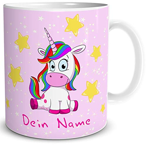 TRIOSK Tasse Einhorn mit Namen personalisiert Unicorn Lady Sit-in lustig Geschenk für Einhornfans Frauen Freundin Mädchen Geburtstag Rosa von TRIOSK