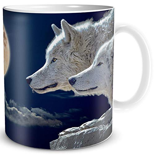 TRIOSK Fantasy Tasse Halloween Wolf mit Motiv Mond Wölfe zauberhaft mystisch Geschenk für Gothic Hexen Zauberer Zaubertrank Magie von TRIOSK