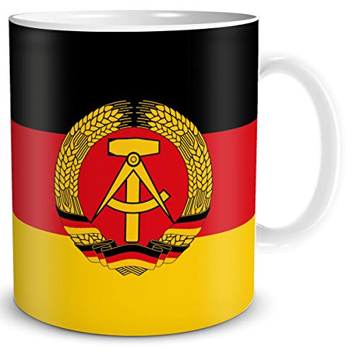 TRIOSK Tasse Flagge DDR Länder Flaggen Geschenk Souvenir Deutsche Demokratische Republik für Ost Nostalgiker Frauen Männer Arbeit Büro Kollegen von TRIOSK