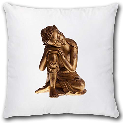 TRIOSK Kissen mit Buddha Gold Motiv Dekokissen Wellness Geschenk für Frauen Freundin Buddhismus Zierkissen inkl. Füllung 40x40 cm von TRIOSK