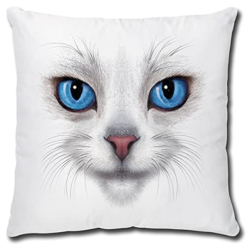 TRIOSK Kissen mit Katze Katzenmotiv Blaue Augen lustig Katzen Gesicht Geschenk für Katzenliebhaber Frauen Freundin Mädchen Dekokissen 40x40 von TRIOSK