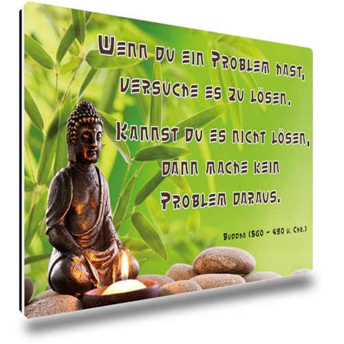 TRIOSK Kühlschrankmagnete Motivation Sprüche Magnet Buddha lustig mit Poesie Spruch Problemlösung Geschenk Zitat Weisheit für Poesieliebhaber Kühlschrank stark eckig groß 85x55 mm von TRIOSK