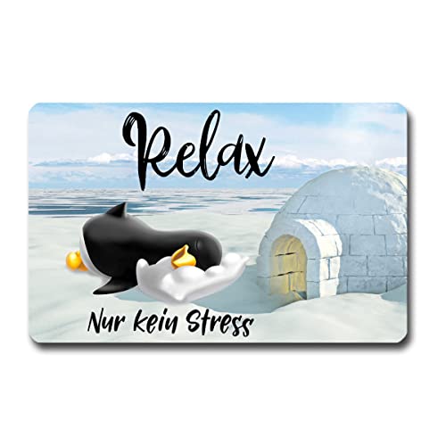 TRIOSK Kühlschrankmagnet stark Pinguin Magnet Sprüche lustig Motivation mit Spruch Relax kein Stress Poesie Geschenk für Pinguinliebhaber von TRIOSK