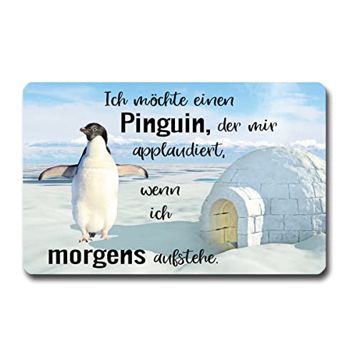 TRIOSK Kühlschrankmagnet stark Pinguin Magnet Sprüche lustig mit Spruch Ich Will einen Pinguin der applaudiert Geschenk für Pinguinliebhaber von TRIOSK