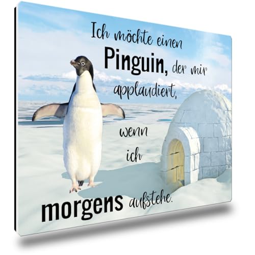 TRIOSK Kühlschrankmagnet stark Pinguin Magnet Sprüche lustig mit Spruch Ich Will einen Pinguin der applaudiert Geschenk für Pinguinliebhaber von TRIOSK