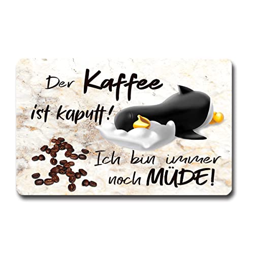 TRIOSK Kühlschrankmagnet stark Pinguin Magnet Sprüche lustig Motivation mit Spruch Kaffee Kaputt Poesie Geschenk für Pinguinliebhaber Kaffeefans von TRIOSK