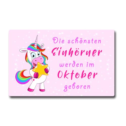 TRIOSK Kühlschrankmagnet stark Einhorn Magnet lustig mit Spruch Geburtstag Oktober Geschenk für Frauen Mädchen Einhornfans Rosa von TRIOSK