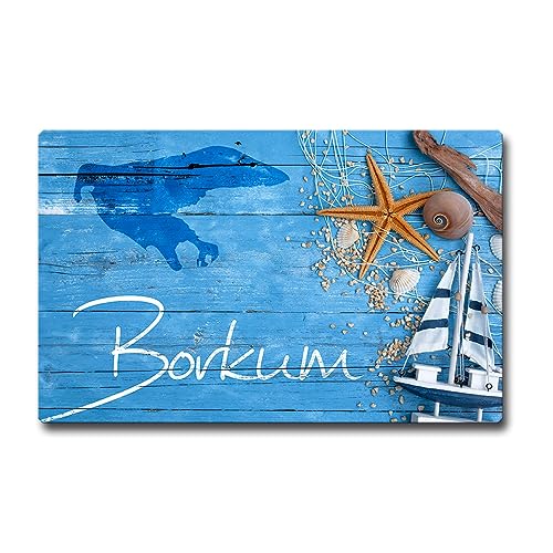 TRIOSK Kühlschrankmagnet stark Insel Borkum Magnet Nordsee Souvenir Geschenk Maritim für Reiselustige Frauen Männer Nordseeliebhaber von TRIOSK