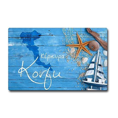 TRIOSK Kühlschrankmagnet stark Insel Korfu Magnet Corfu Griechenland Geschenk Souvenir Mediterran Greece für Reiselustige Frauen Männer von TRIOSK