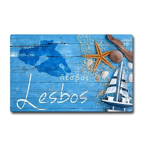 TRIOSK Kühlschrankmagnet stark Insel Lesbos Magnet Griechenland Lesvos Geschenk Souvenir Mediterran Greece für Reiselustige Frauen Männer von TRIOSK