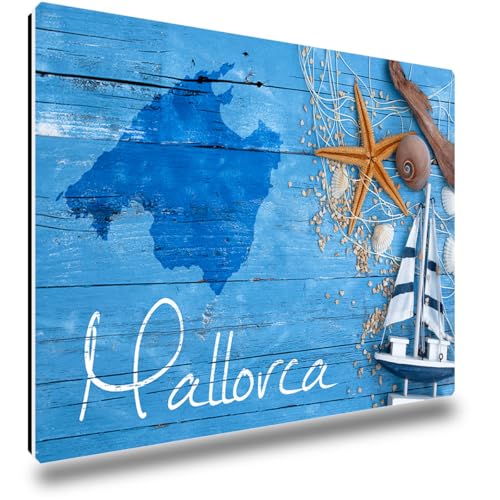 TRIOSK Kühlschrankmagnete Spanien Magnet Insel Mallorca Spruch Souvenir Geschenk Mediterran für Reiselustige Frauen Männer Weltenbummler Kühlschrank stark eckig groß 85x55 mm von TRIOSK