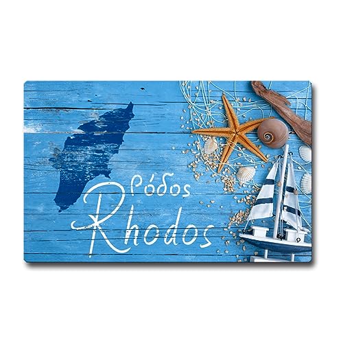 TRIOSK Kühlschrankmagnet stark Insel Rhodos Magnet Rhodes Griechenland Geschenk Souvenir Mediterran Greece für Reiselustige Frauen Männer von TRIOSK