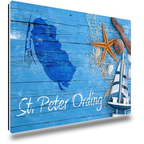TRIOSK Kühlschrankmagnete Nordsee Orte Magnet St. Peter Ording Spruch Souvenir Geschenk Maritim für Reiselustige Frauen Männer Nordseeliebhaber Kühlschrank stark eckig groß 85x55 mm von TRIOSK