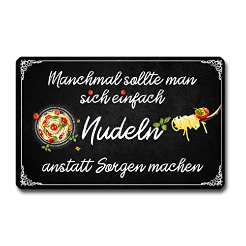 TRIOSK Kühlschrankmagnet stark Nudeln Magnet Küche Sprüche lustig mit Küchenmotiv Spruch Anstatt Sorgen Machen Geschenk für Nudelliebhaber Köche von TRIOSK