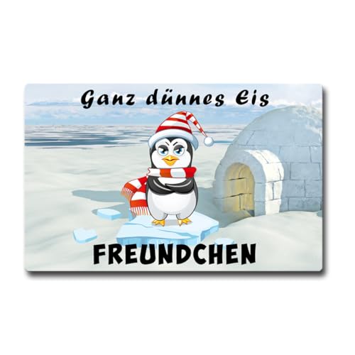 TRIOSK Kühlschrankmagnet stark Pinguin Magnet Sprüche lustig Tiermotiv mit Spruch Ganz dünnes EIS Freundchen Geschenk für Pinguinfans von TRIOSK