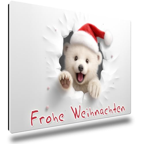 TRIOSK Kühlschrankmagnete 3D Illusion Magnet Eisbär mit Spruch Frohe Weihnachten Weihnachtsmagnet Bärenmotiv Geschenk lustig für Eisbärliebhaber Kühlschrank stark eckig groß 85x55 mm TRIOSK Kühlschrankmagnete 3D Illusion Magnet Eisbär mit Spruch Frohe Weihnachten Weihnachtsmagnet Bärenmotiv Geschenk lustig für Eisbärliebhaber Kühlschrank stark eckig groß 85x55 mm von TRIOSK