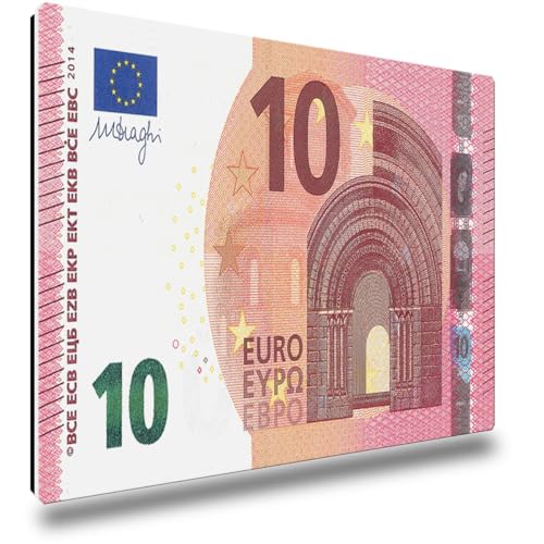 TRIOSK Kühlschrankmagnete Geldschein Deko Magnet 10 Euro Banknote Euroschein Geldgeschenk für Finanzberater Banker Geldsammler Kühlschrank Magnettafel Büro stark eckig groß 85x55 mm von TRIOSK