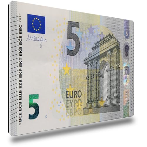 TRIOSK Kühlschrankmagnete Geldschein Deko Magnet 5 Euro Banknote Euroschein Geldgeschenk für Finanzberater Banker Geldsammler Kühlschrank Magnettafel Büro stark eckig groß 85x55 mm von TRIOSK