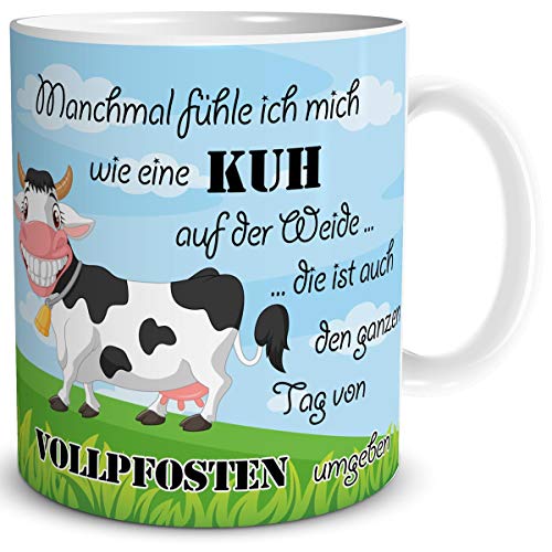 TRIOSK Tasse Kuh lustig mit Spruch Vollpfosten Kuhmotiv Geschenk für Kuhliebhaber Arbeit Büro Frauen Freundin Kollegin, Keramik 300ml TRIOSK Tasse Kuh lustig mit Spruch Vollpfosten Kuhmotiv Geschenk für Kuhliebhaber Arbeit Büro Frauen Freundin Kollegin, Keramik 300ml von TRIOSK