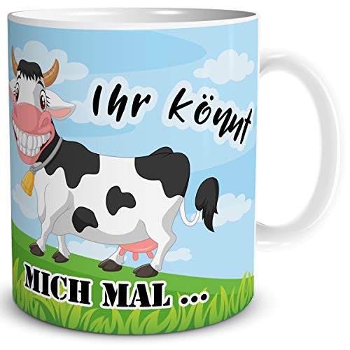 TRIOSK Tasse Kuh lustig mit Spruch Ihr könnt Mich mal Kuhmotiv Geschenk für Kuhliebhaber Arbeit Büro Frauen Freundin Kollegin, Keramik 300ml von TRIOSK